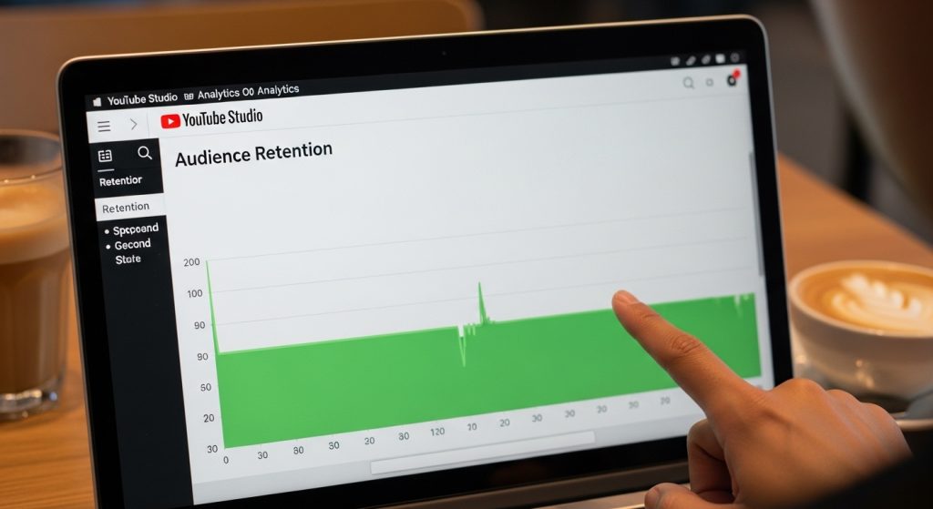 YouTube analytics graph showing high audience retention after implementing effective video hooks.